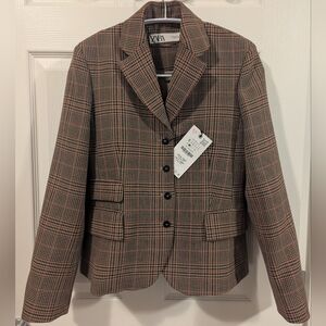 NWT Zara ZW Collection Plaid Blazer